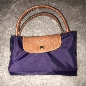 Longchamp Nylon Tote - Deep Purple/Tan